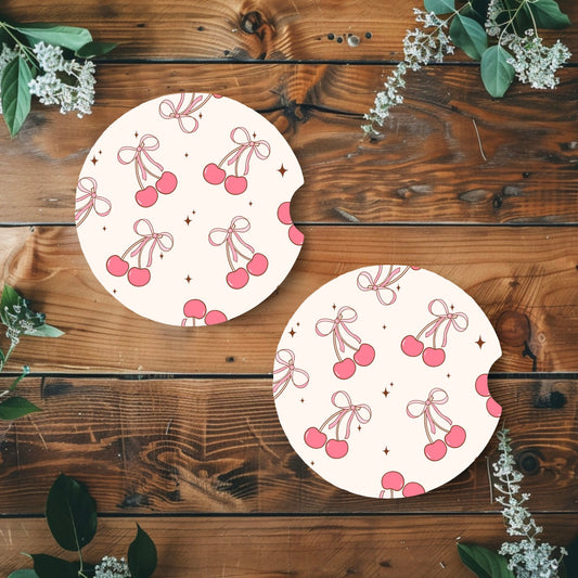 Cherry Sweetheart Car Coaster Set